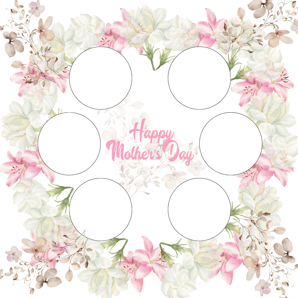 Mother’s Day Cake Box Insert Printable set 1  – 10x10 Cake Box Decoration – Floral Happy Mothers Day Cake Box Insert – PNG PDF SVG Cricut Cut File