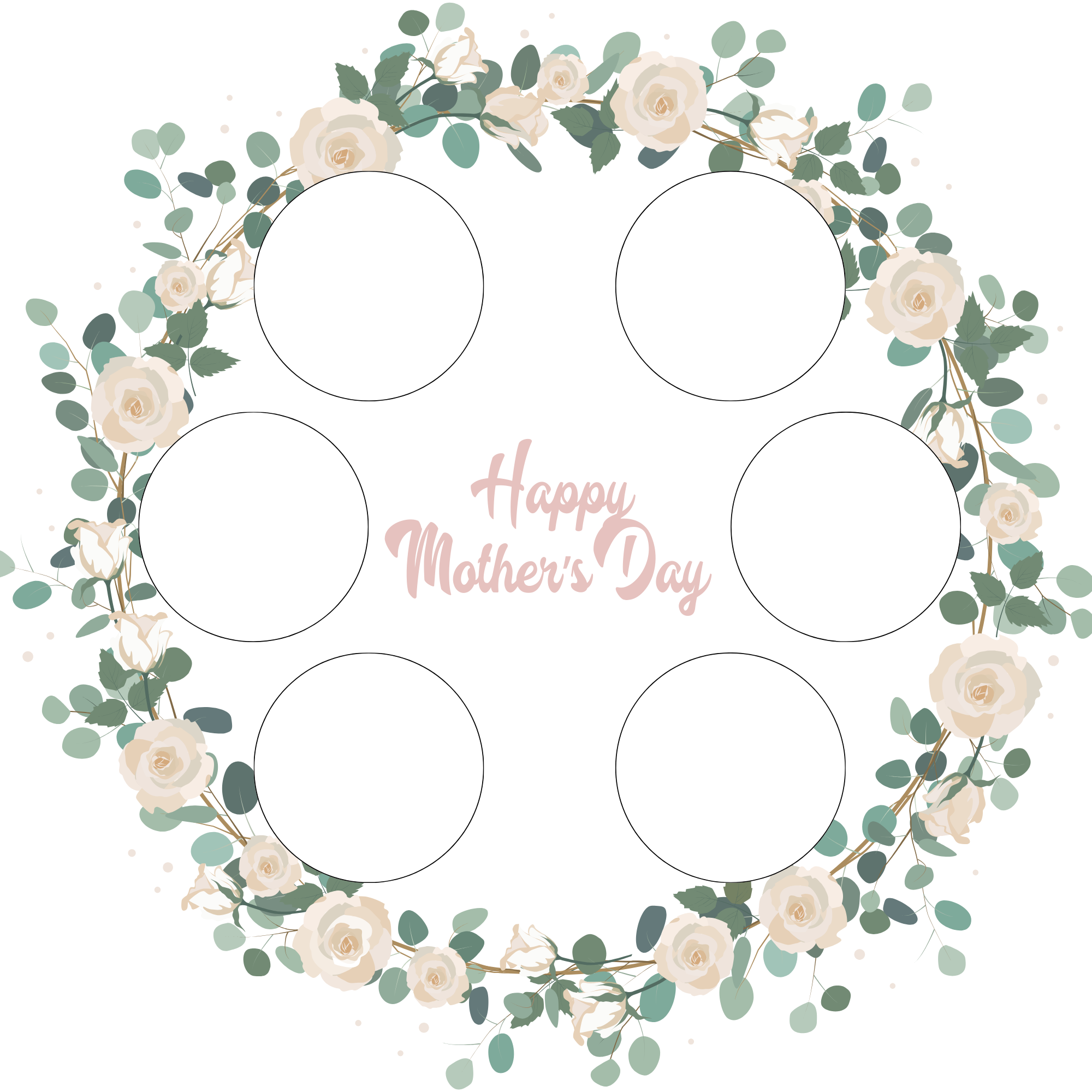 Mother’s Day Cake Box Insert Printable set 1  – 10x10 Cake Box Decoration – Floral Happy Mothers Day Cake Box Insert – PNG PDF SVG Cricut Cut File