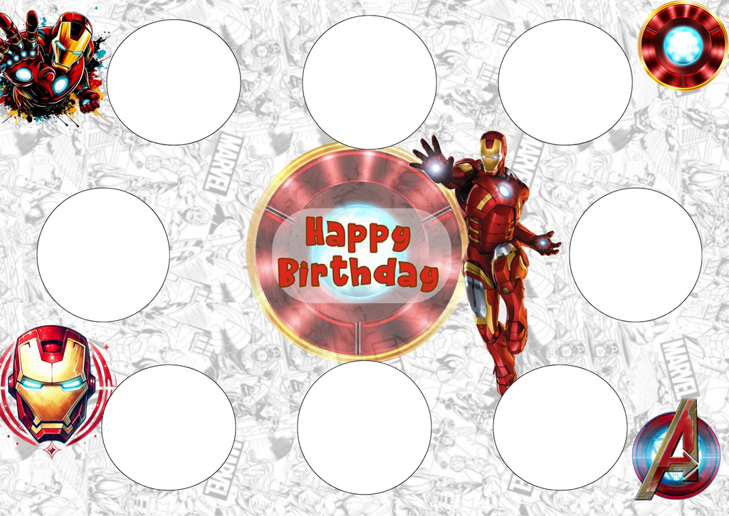 Iron Man 14 x 10 cake box cupcake insert. Digital downloads