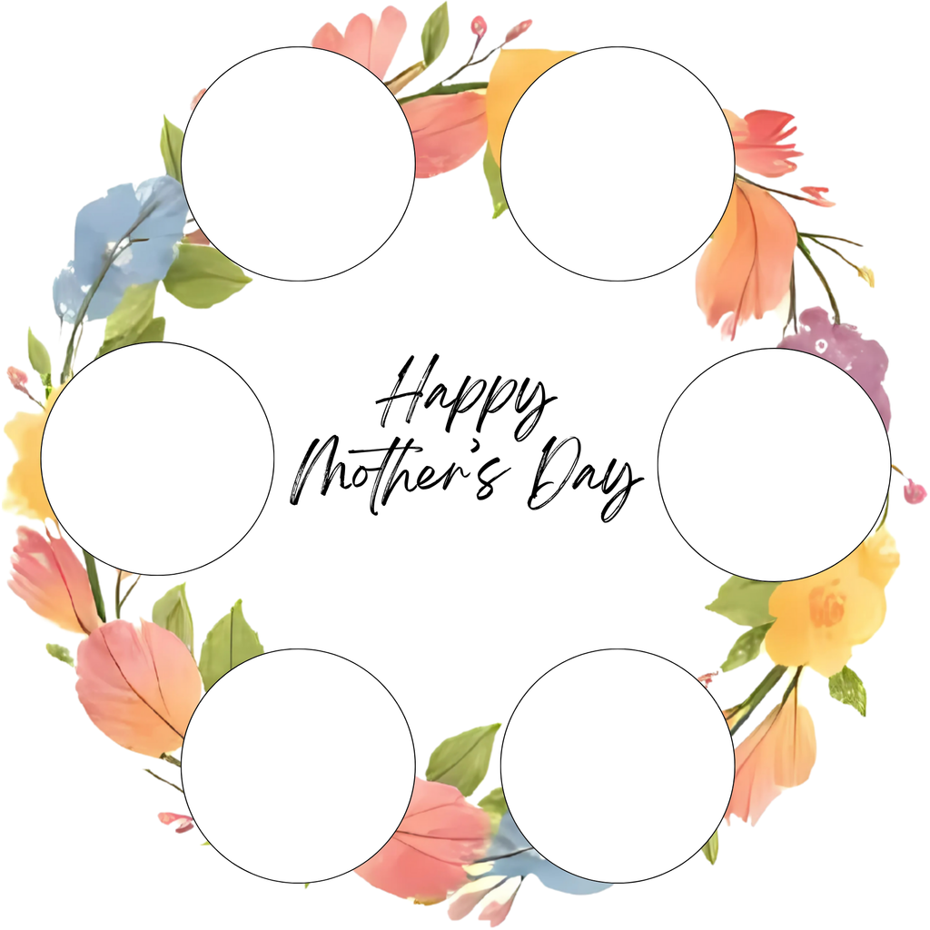 Mother’s Day Cake Box Insert Printable set 2  – 10x10 Cake Box Decoration – Floral Happy Mothers Day Cake Box Insert – PNG PDF SVG Cricut Cut File