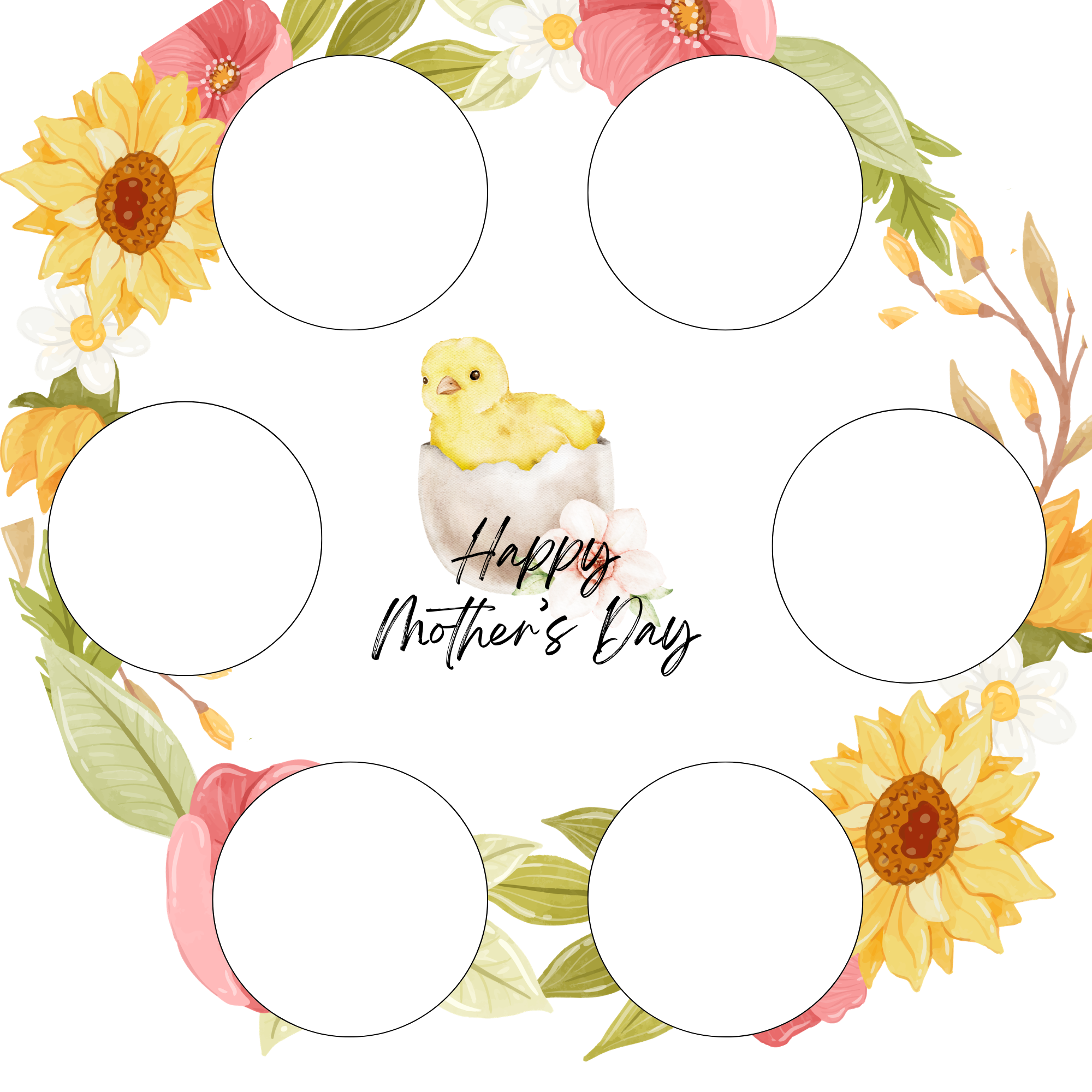 Mother’s Day Cake Box Insert Printable set 2  – 10x10 Cake Box Decoration – Floral Happy Mothers Day Cake Box Insert – PNG PDF SVG Cricut Cut File