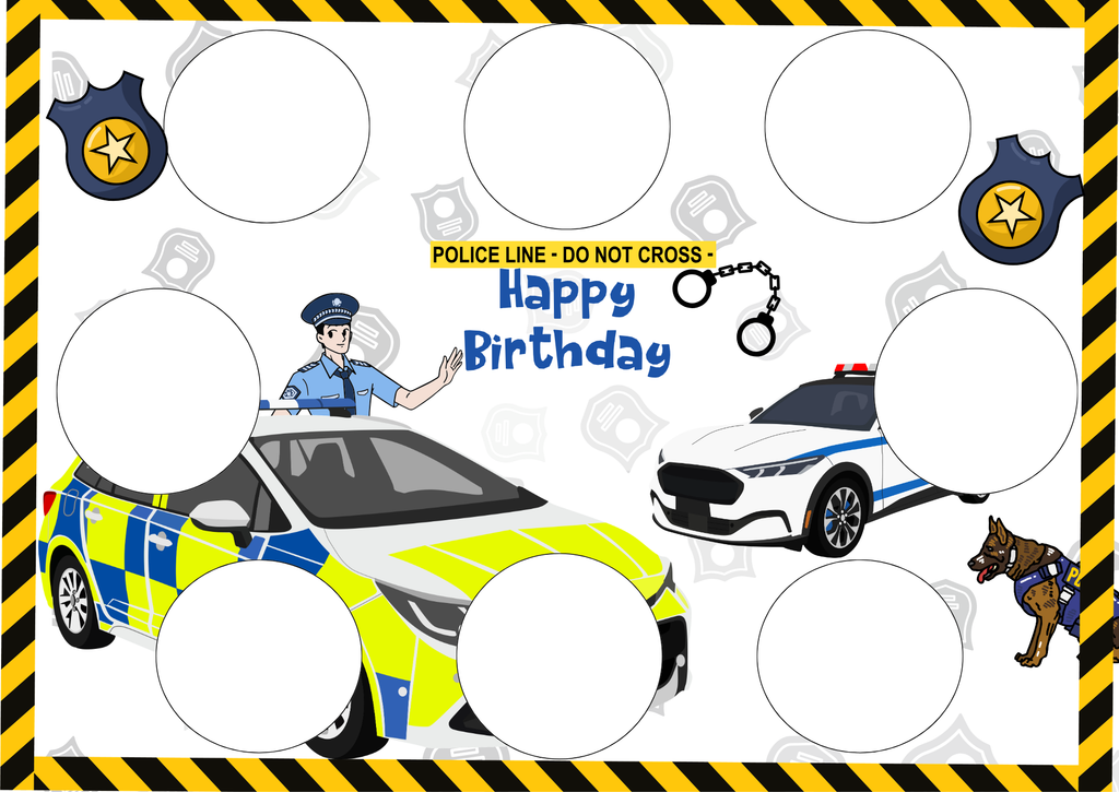 Oval Birthday cupcake insert. Police, Fire, Dinosaur, Rocket, Trucks and construction. Cake Box Insert Printable download  – 14x10 Cake Box Decoration – PNG PDF SVG Cricut Cut File
