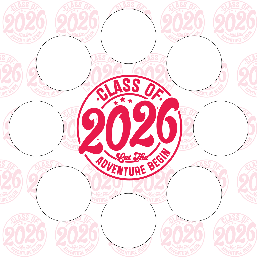 Class of 2026 full set, cupcake insert. 10x10 inch (approx. 25.5 x 25.5-cm)  Cake Box Decoration – PNG PDF SVG Cricut Cut File