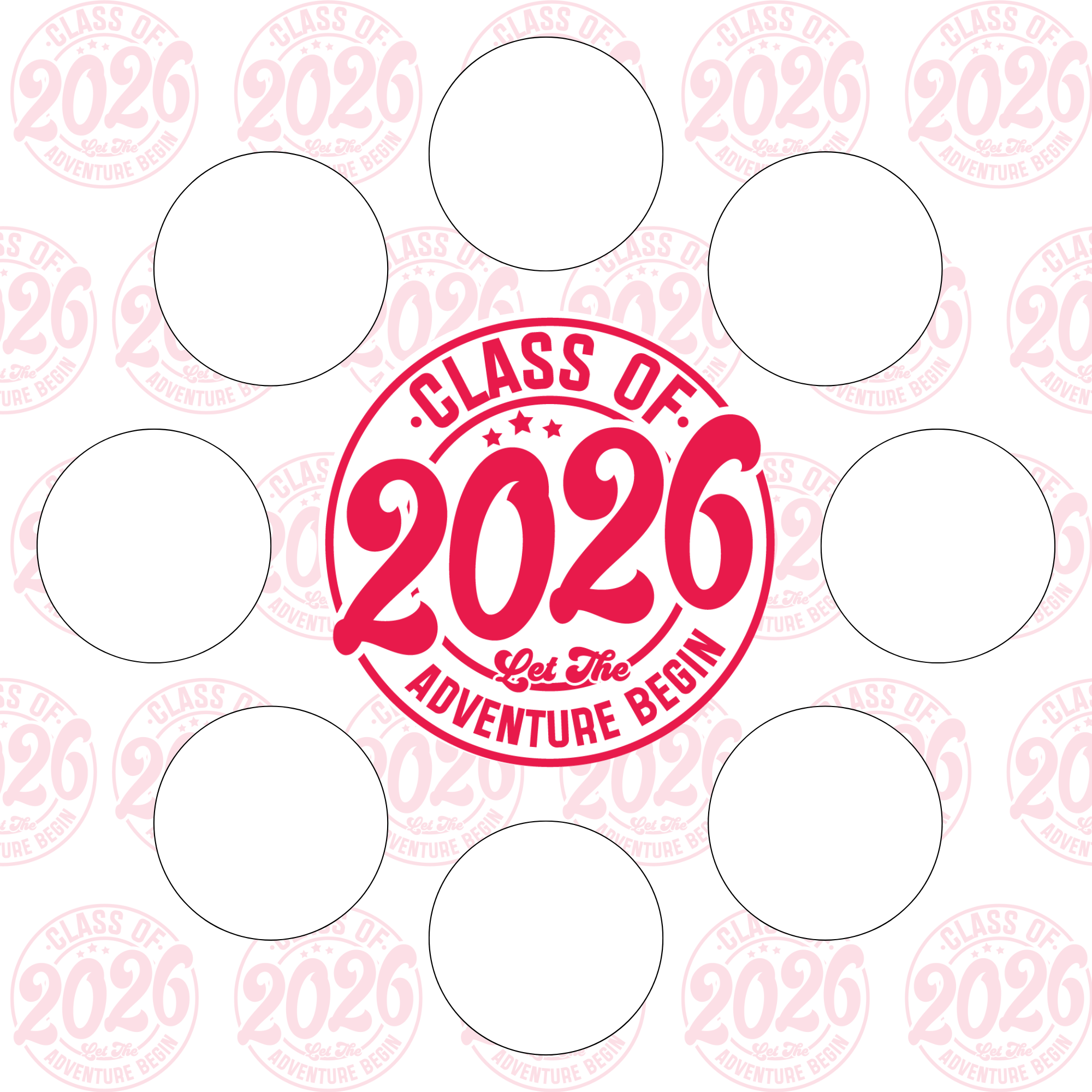 Class of 2026 full set, cupcake insert. 10x10 inch (approx. 25.5 x 25.5-cm)  Cake Box Decoration – PNG PDF SVG Cricut Cut File