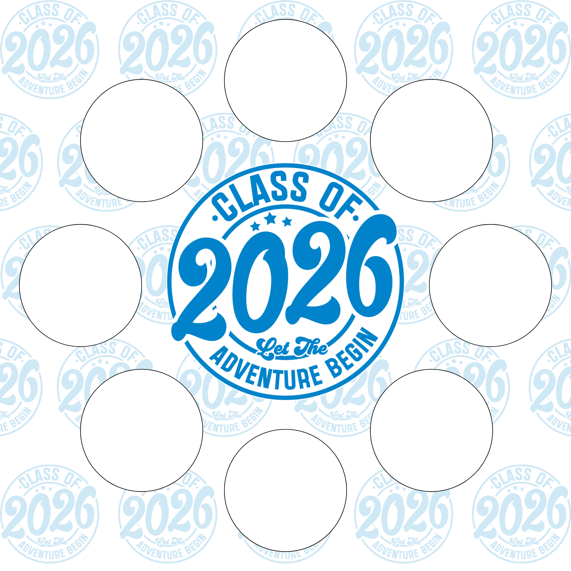 Class of 2026 full set, cupcake insert. 10x10 inch (approx. 25.5 x 25.5-cm)  Cake Box Decoration – PNG PDF SVG Cricut Cut File