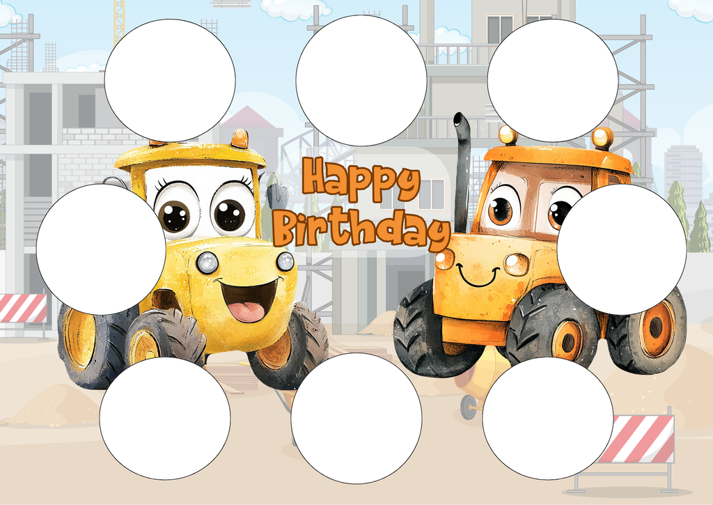 Oval Birthday cupcake insert. Police, Fire, Dinosaur, Rocket, Trucks and construction. Cake Box Insert Printable download  – 14x10 Cake Box Decoration – PNG PDF SVG Cricut Cut File