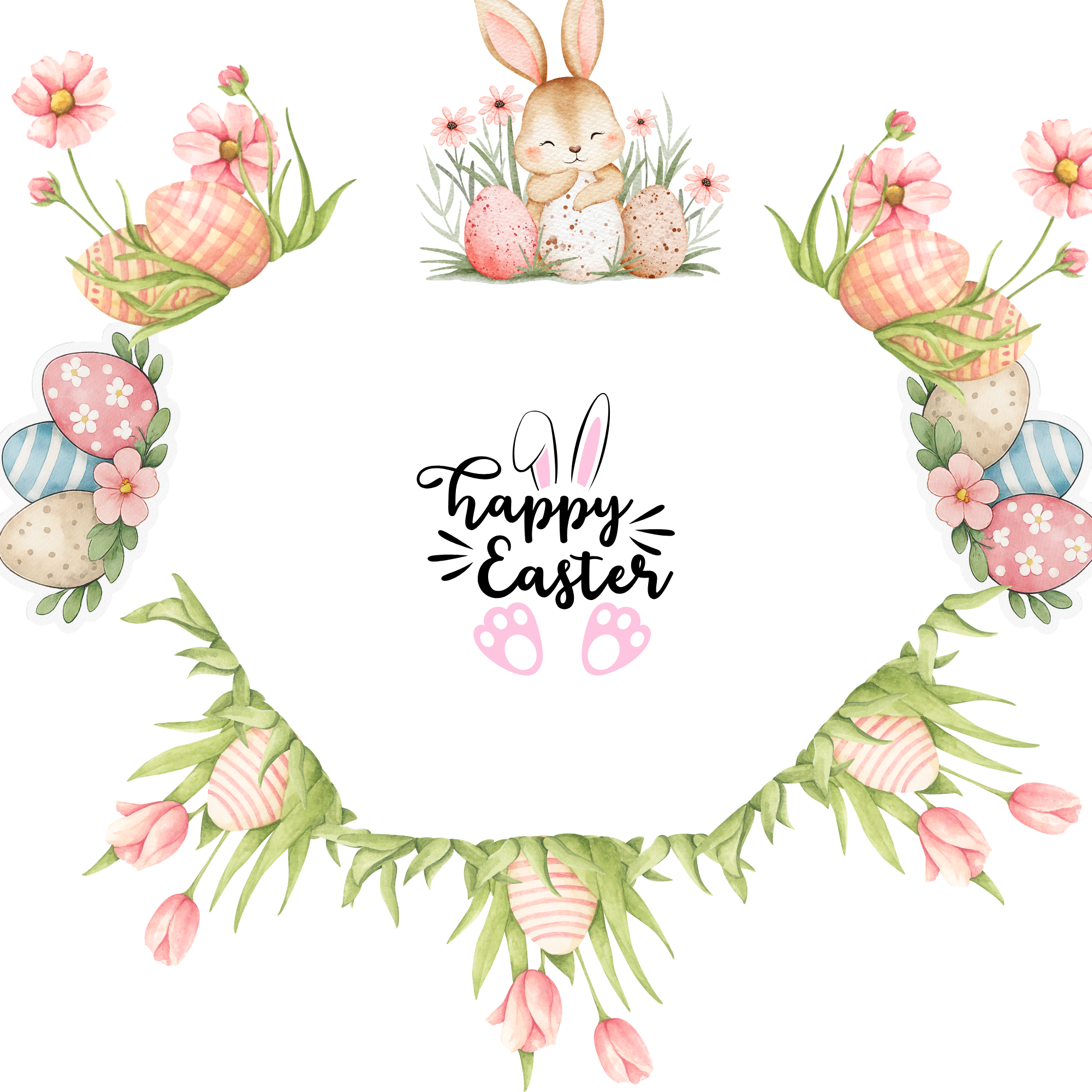Easter Cake Box Insert Printable download  – 10x10 Cake Box Decoration – PNG PDF SVG Cricut Cut File
