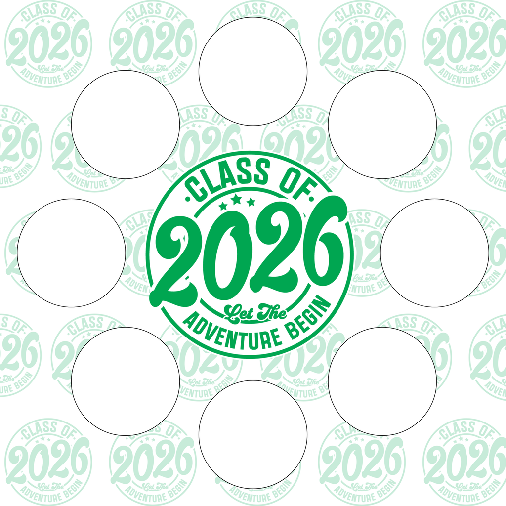 Class of 2026 full set, cupcake insert. 10x10 inch (approx. 25.5 x 25.5-cm)  Cake Box Decoration – PNG PDF SVG Cricut Cut File