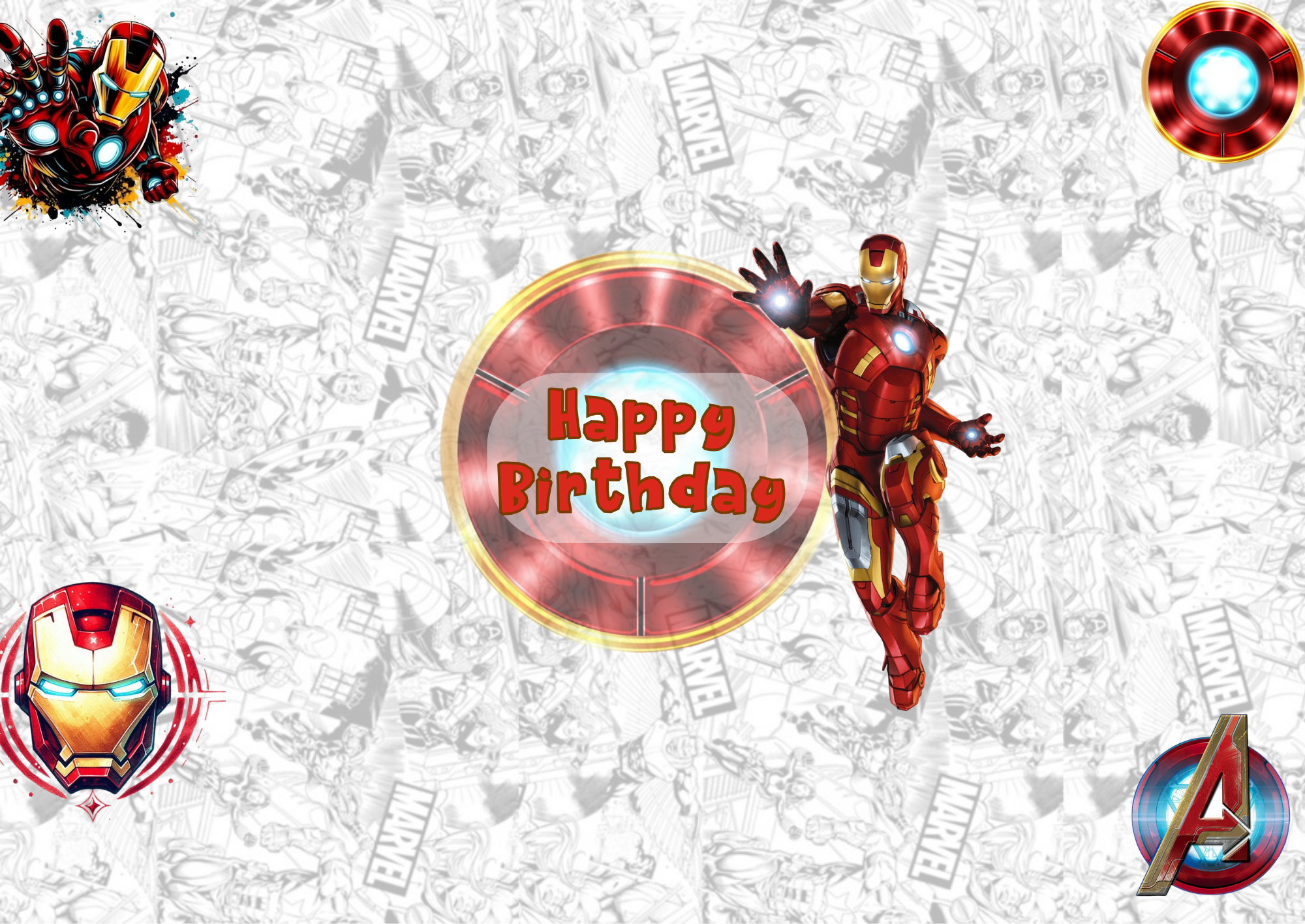 Iron Man 14 x 10 cake box cupcake insert. Digital downloads
