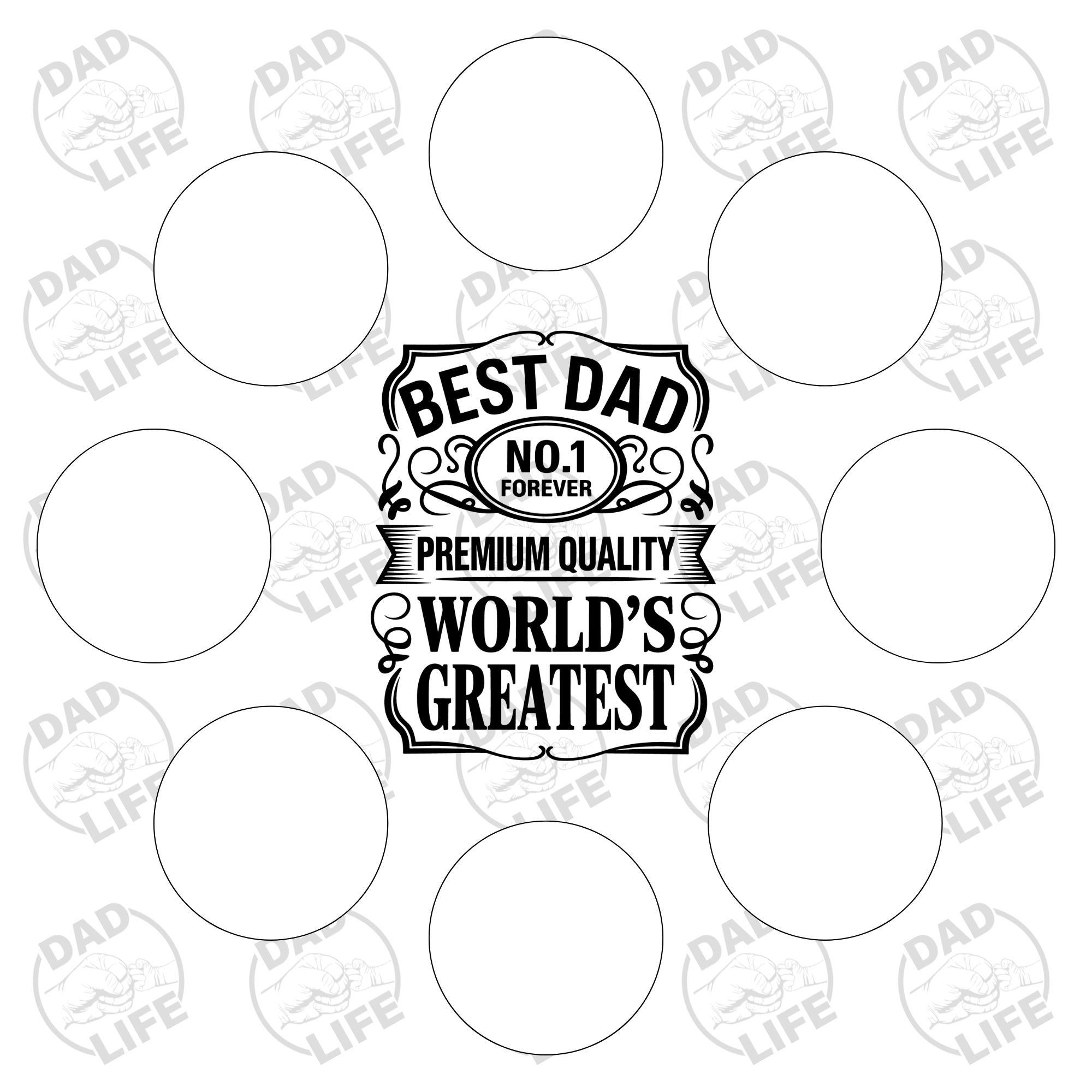 Best Dad images , cupcake insert. 10x10 inch (approx. 25.5 x 25.5-cm)  Cake Box Decoration – PNG PDF SVG Cricut Cut File
