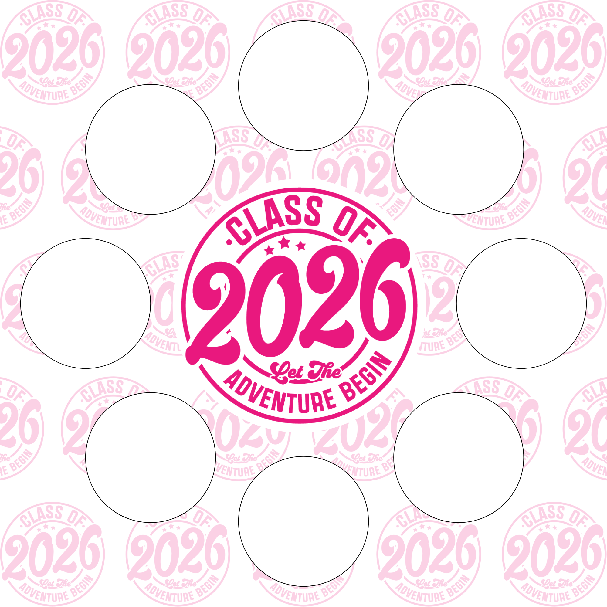 Class of 2026 full set, cupcake insert. 10x10 inch (approx. 25.5 x 25.5-cm)  Cake Box Decoration – PNG PDF SVG Cricut Cut File