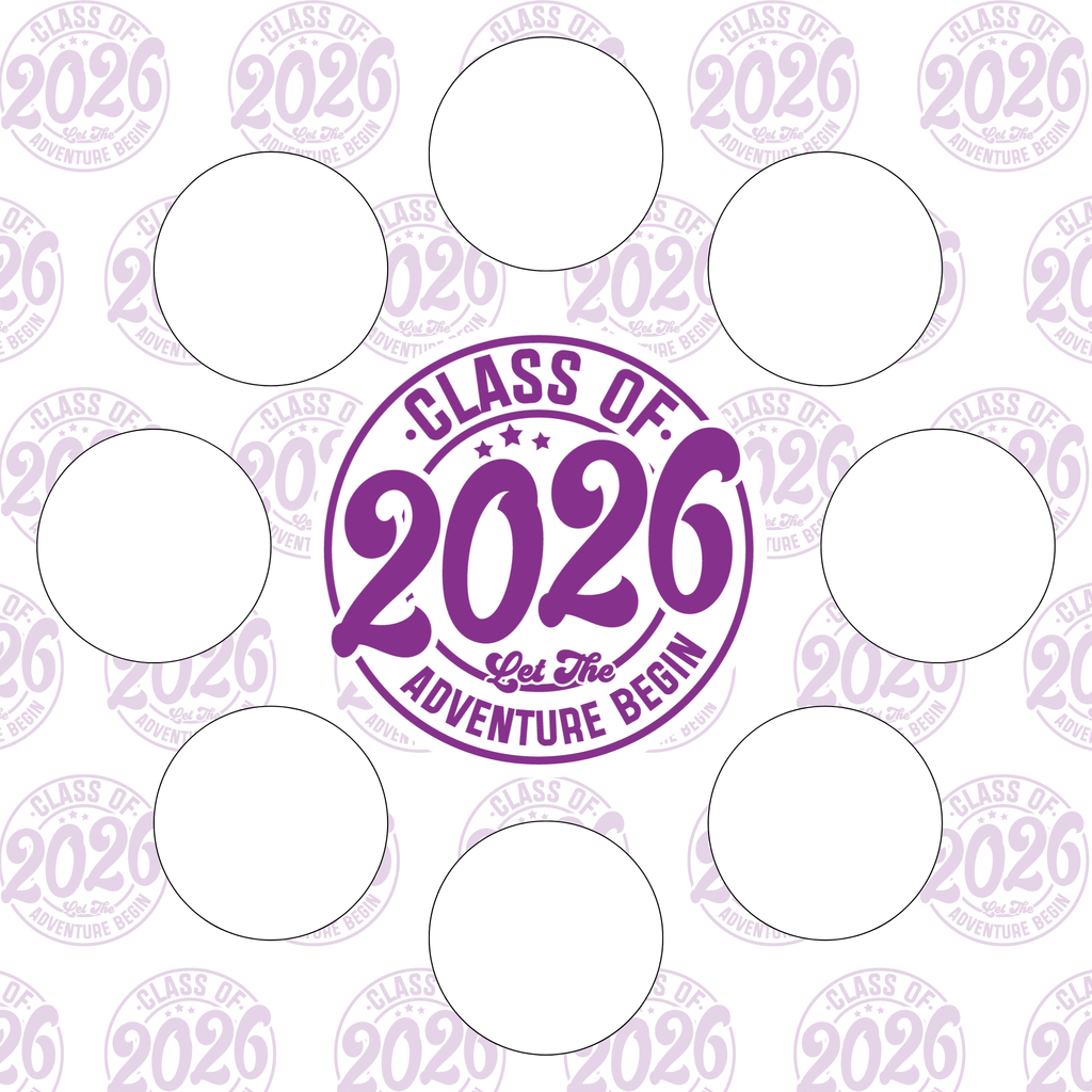 Class of 2026 full set, cupcake insert. 10x10 inch (approx. 25.5 x 25.5-cm)  Cake Box Decoration – PNG PDF SVG Cricut Cut File