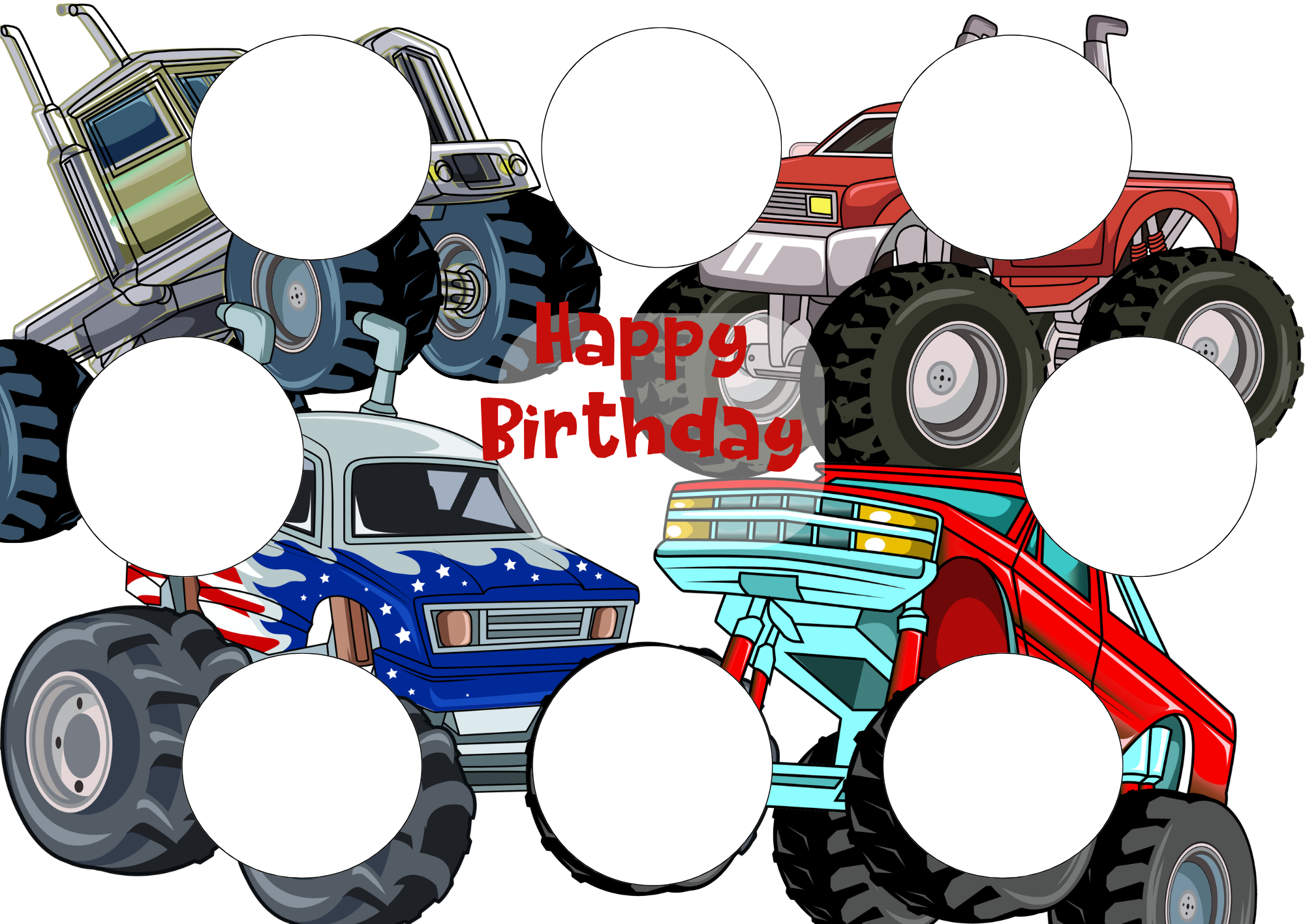 Oval Birthday cupcake insert. Police, Fire, Dinosaur, Rocket, Trucks and construction. Cake Box Insert Printable download  – 14x10 Cake Box Decoration – PNG PDF SVG Cricut Cut File