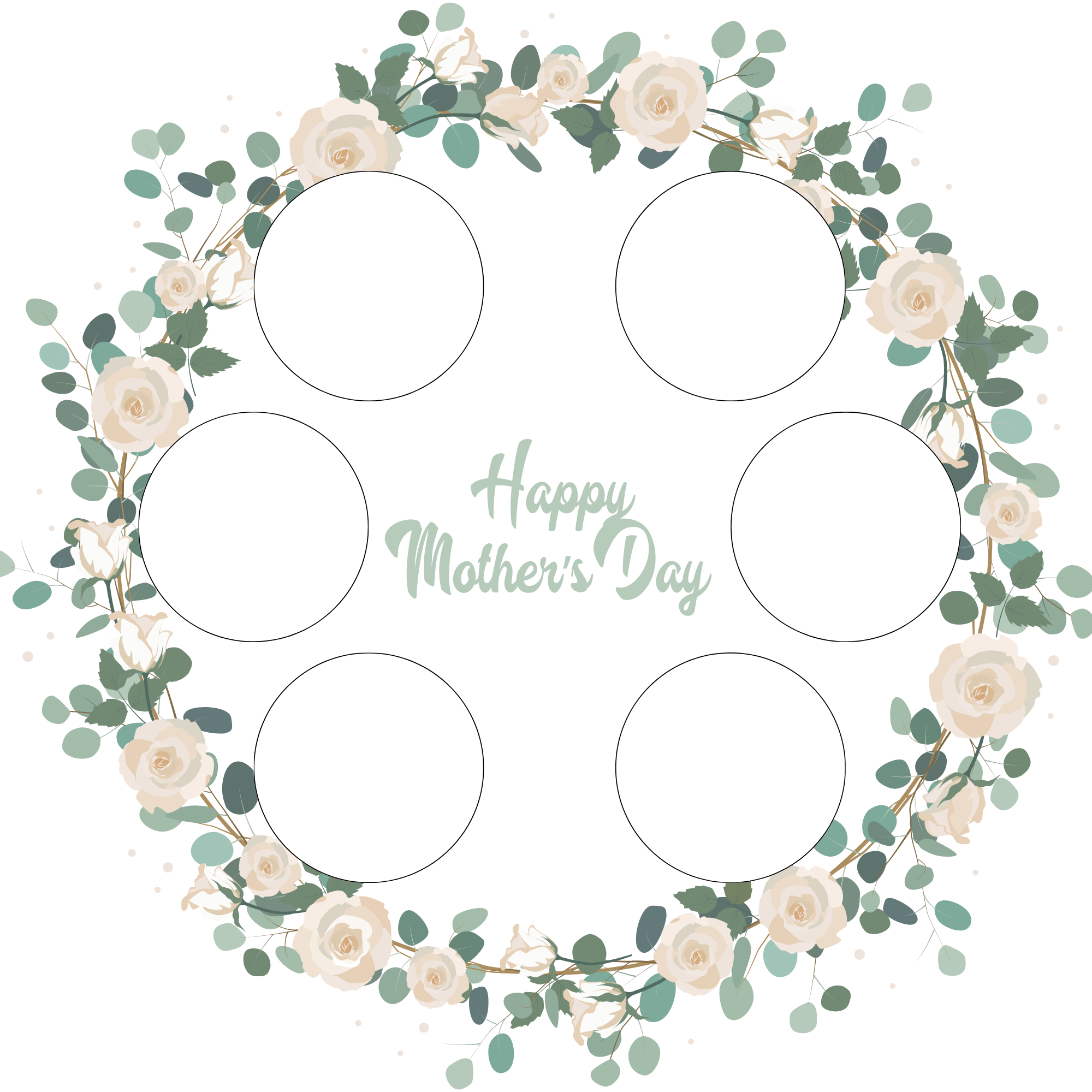 Mother’s Day Cake Box Insert Printable set 1  – 10x10 Cake Box Decoration – Floral Happy Mothers Day Cake Box Insert – PNG PDF SVG Cricut Cut File